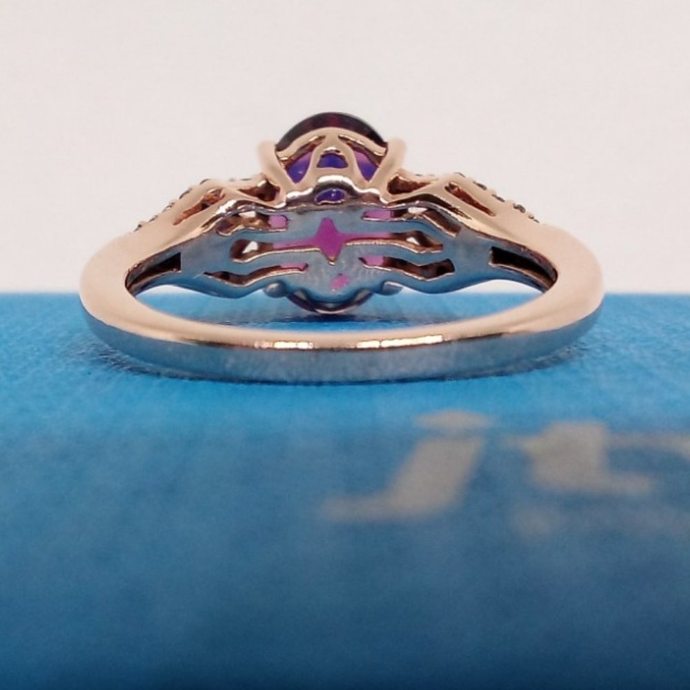 genuine grape garnets & pink sapphires, solid 10k rose gold, size 5.5 - Picture 7 of 12